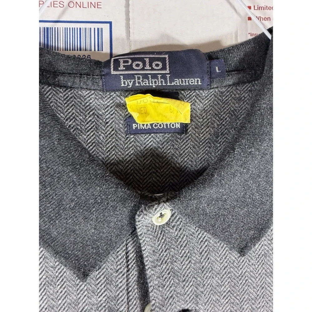 Polo Ralph Lauren Shirt‎ Mens Large Gray Polo Pullover Long Sleeve Prima Cotton